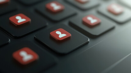 Fototapeta premium Red warning symbols on keyboard keys, indicating account security risk