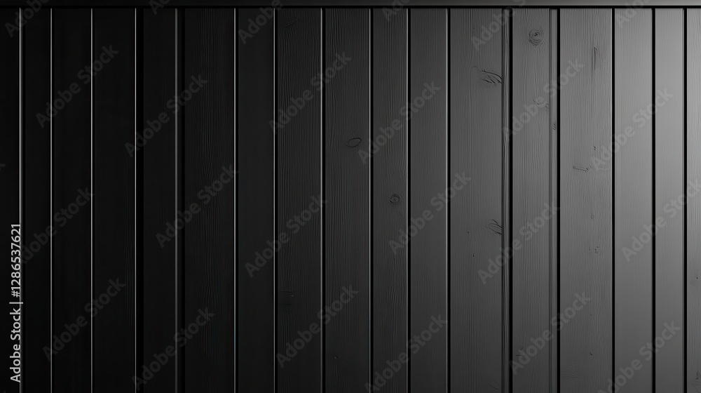 Poster black stained wooden texture with vertical planks, creating modern and sleek appearance. ideal for b