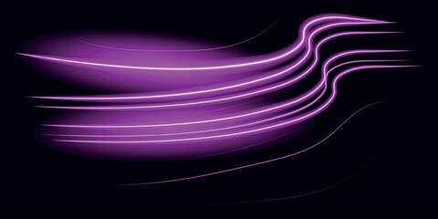 Dynamic light paths with blur effect on a dark background.Vector illustration