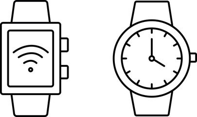 Smartwatch and Wrist Watch Icon Set – Modern Timepiece Symbols in EPS