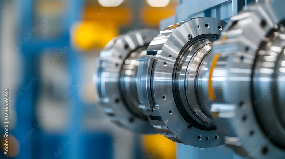 Poster precision metallic mechanical components in motion