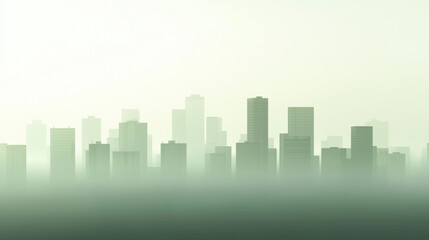 Fototapeta premium Foggy city skyline with dense pollution hovering over buildings