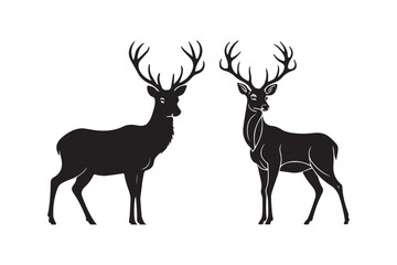Wildlife Deer Silhouette Hunting, Nature, and Forest Animal Illustration