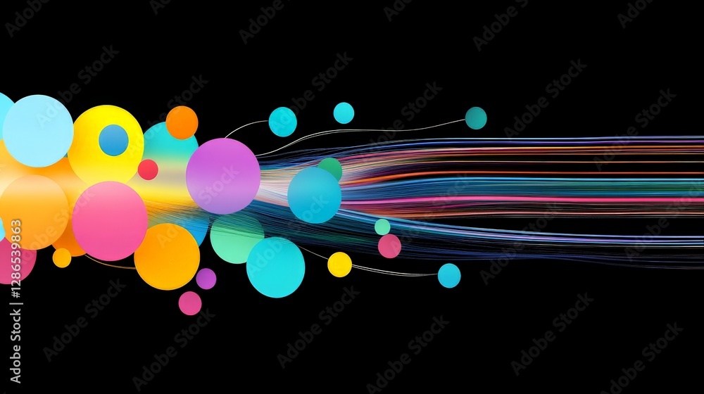 Aufkleber colorful abstract design with flowing lines and circular shapes