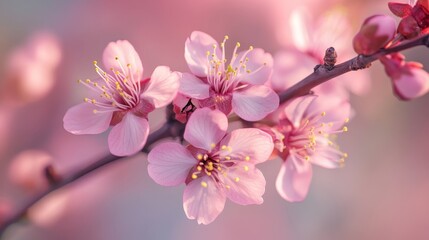 Obraz premium Delicate pink cherry blossoms in close-up view