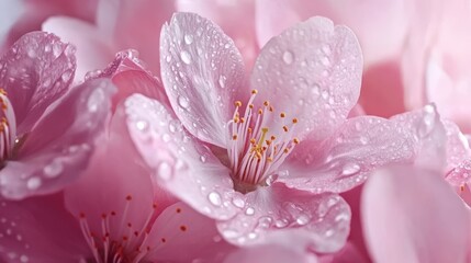 Fototapeta premium Delicate pink cherry blossoms in close-up view