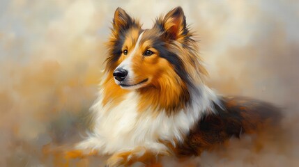 Shetland Sheepdog Painting  Dog Portrait  Artistic Canine Art