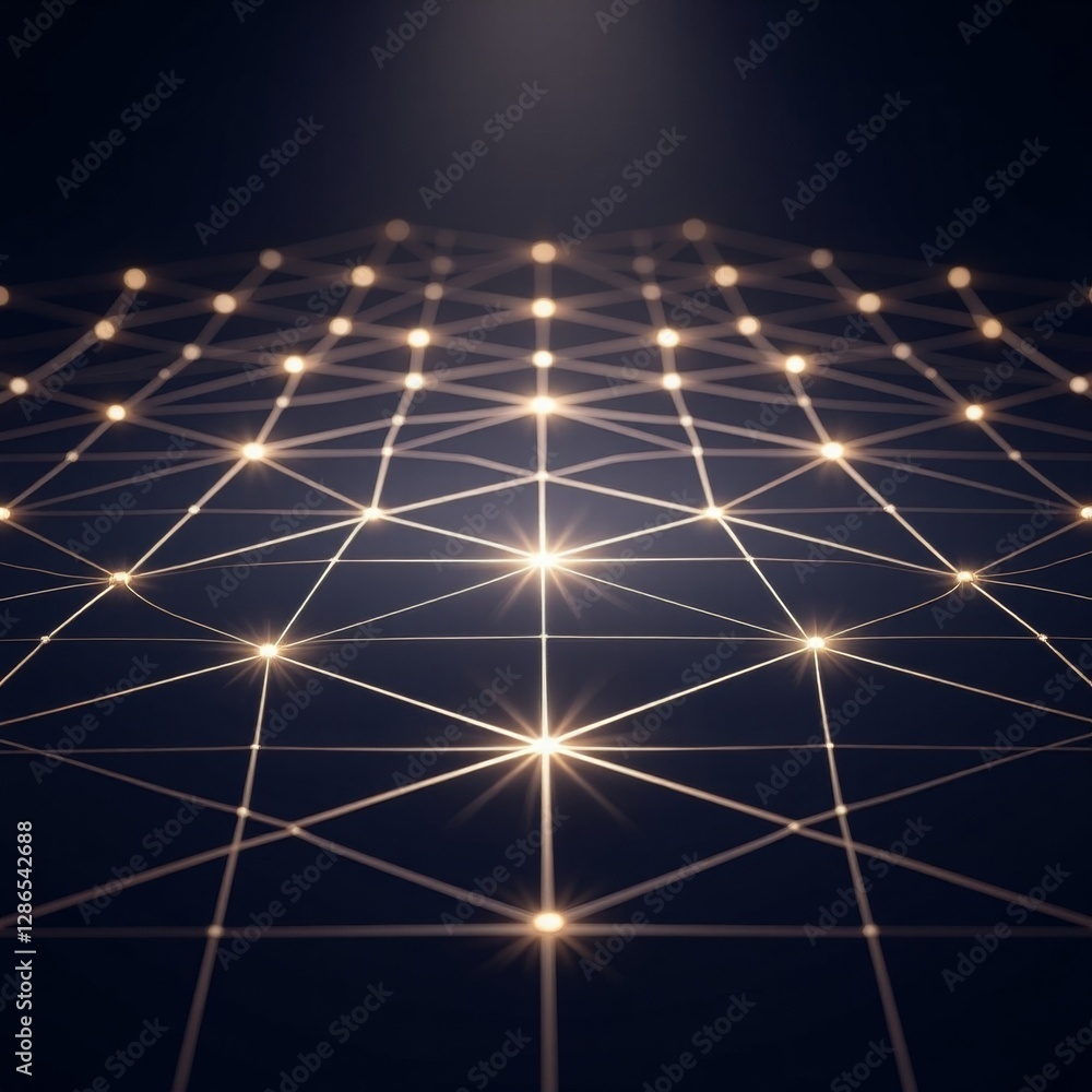 Poster abstract geometric network with glowing nodes