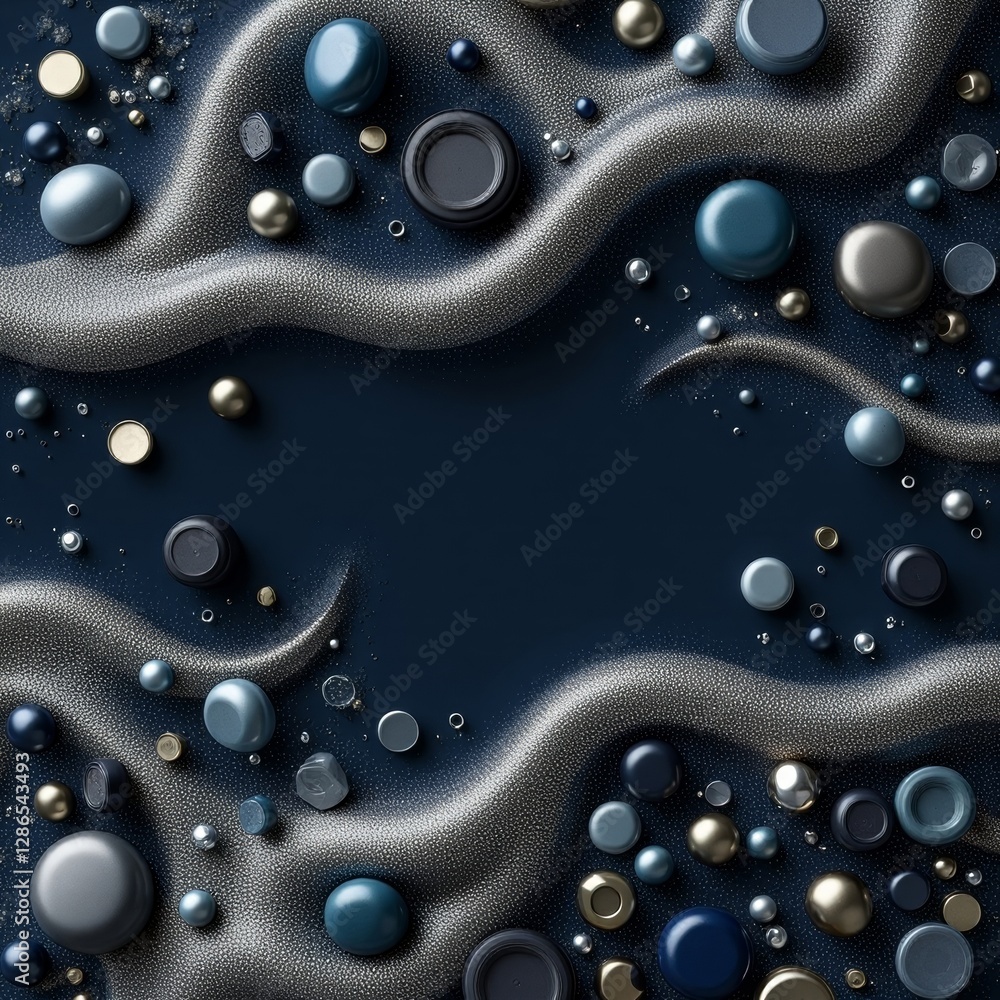 Poster abstract design with colorful spheres on dark background