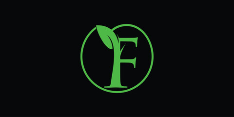 creative F leaf logo with a simple concept