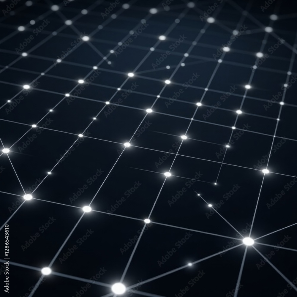 Poster abstract network grid on dark background