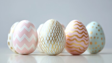 Obraz premium Colorful Easter eggs with gold accents. Premium background