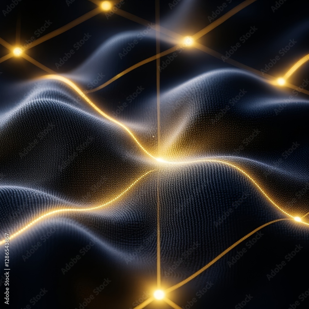 Poster abstract fabric texture with glowing lines on dark background