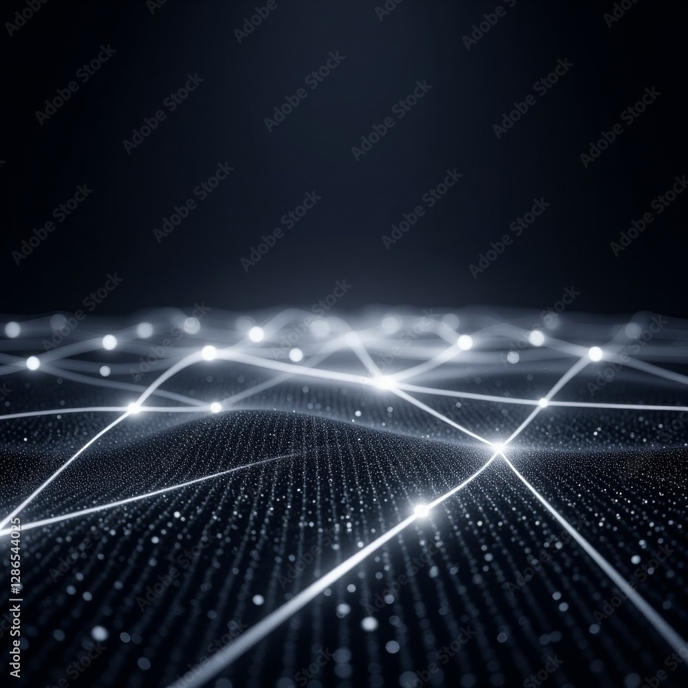 Aufkleber abstract black background with illuminated network lines