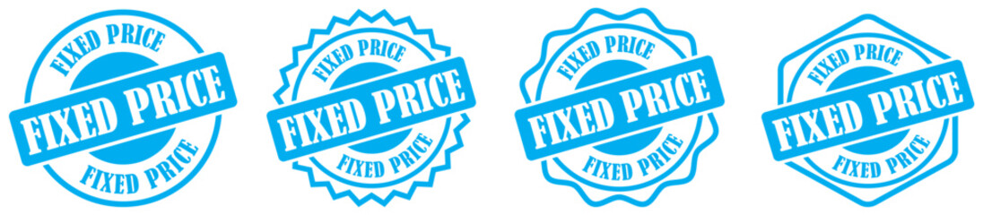 Fixed price badge isolated on white background. Fixed price vector badge for marketing labels. Vintage style stamp icon for promotions. Fixed rate icon set collection. Vector illustration 
