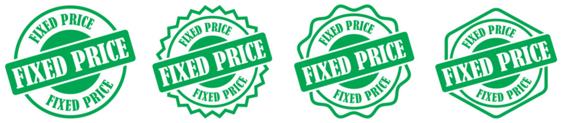 Fixed price round vector stamp on white background. Simple outline badge for price notification. Retro price icon for commercial content. Fixed price bold text design. Vector illustration
