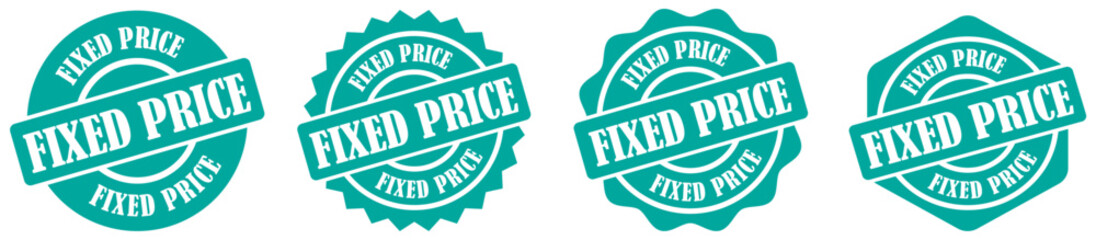 Fixed price sign isolated set on white background. Stable rate rubber stamp collection set. Fixed price label design for marketing use. Business stamp showing fixed price tag. Vector illustration