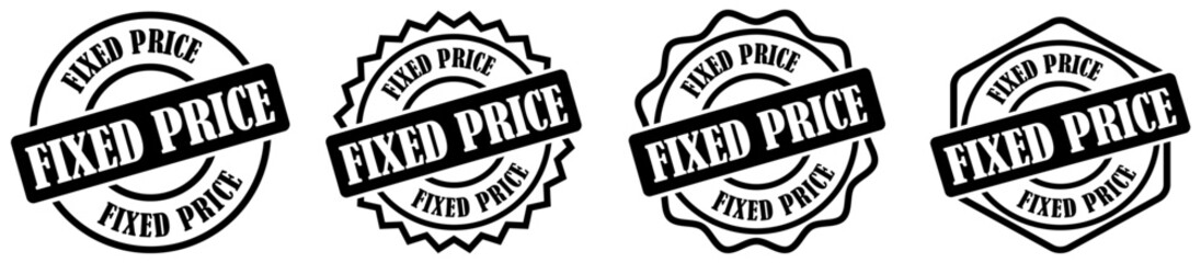 Freeze price, fixed price rounded stamp collection set on white background. Clean fixed price label for advertising. Circular fixed price stamp for posters. Fixed price icon for business offers