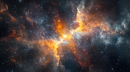 Naklejka premium A surreal cosmic rift tears through a nebula, revealing hidden galaxies beyond