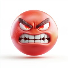 N angry red-faced emoji with clenched teeth and glowing red eyes isolated on white background