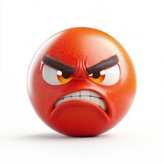 N angry red-faced emoji with bulging eyes and an enraged expression isolated on white background