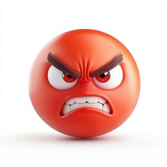 Obraz premium N angry red-faced emoji with a furious frown and veins popping on forehead isolated on white background