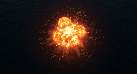 Inferno's Kiss, A Stunning Aerial View of a Fiery Blast and its Expanding Shockwave