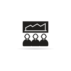 Fototapeta premium people monitoring graph icon with shadow on white background