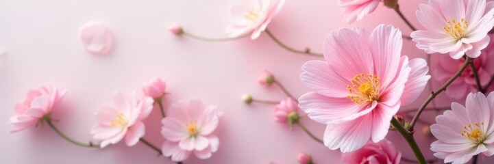 Obraz premium Delicate pastel blooms, minimalist arrangement, floral design, modern floral