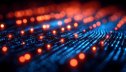 Fototapeta premium 3D Abstract Background - Data Stream, Digital Network, Technology
