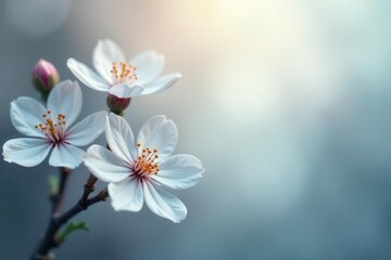 Obraz premium Silvery grey blooms, blurred background, light bokeh, romantic, antique