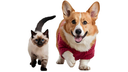 Obraz premium Adorable Cat and Dog with Transparent Background