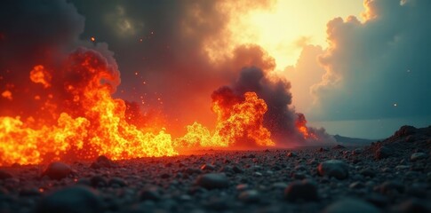 Naklejka premium Powerful blow lands, dramatic lighting, blurred motion, boxing match, gloves