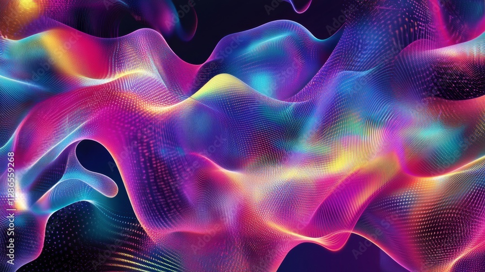 Poster a colorful background of abstract fluid holographic patterns with flowing colors and gradients