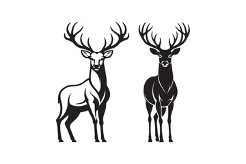 Wildlife Deer Silhouette Hunting, Nature, and Forest Animal Illustration