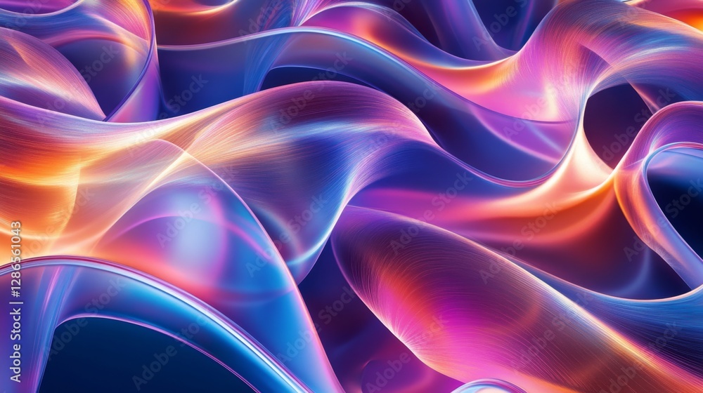 Poster a repeating pattern of abstract fluid holographic designs with flowing colors and gradients