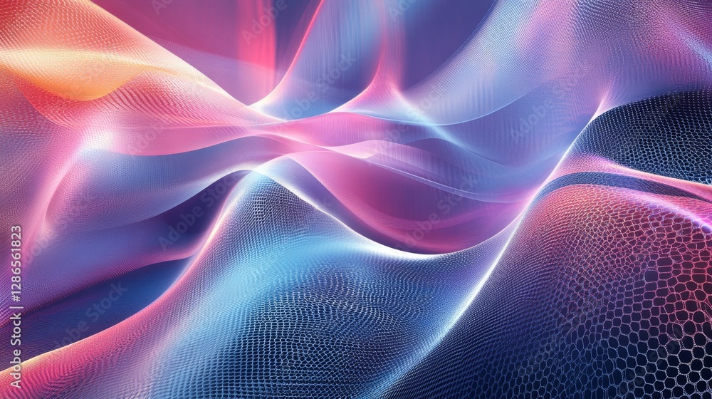 Poster a textured background of abstract fluid holographic patterns with smooth transitions