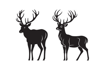 Wildlife Deer Silhouette Hunting, Nature, and Forest Animal Illustration