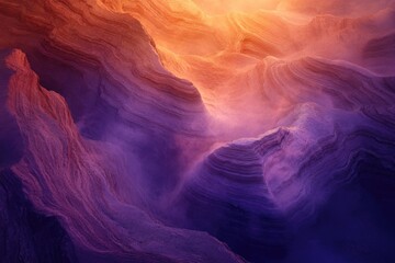 A mesmerizing view of layered rock formations in purple and orange hues, a breathtaking natural landscape.