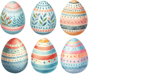 Set of 6 Vector Decorative Easter Egg Designs