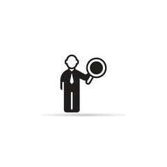recruiter holding magnifier icon with shadow on white background
