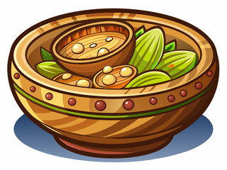 vector of  wooden bowl