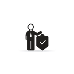 businessman and dollar shield icon vector illustration