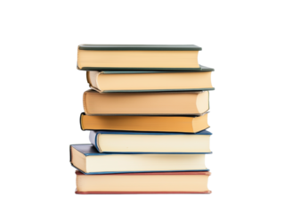 Stack of books standing horizontally isolated on white background
