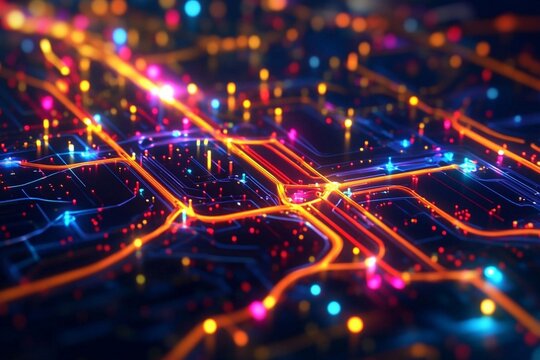 high-tech abstract visualization of a futuristic metro system