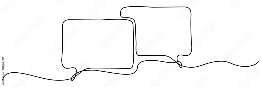 Poster speech bubbles continuous one line drawing. chat linear symbol. dialogue sign. vector illustration i