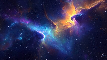 A galactic aurora of neon-colored nebula gases swirls across deep space, illuminating the void