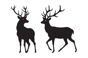 Fototapeta premium Wildlife Deer Silhouette Hunting, Nature, and Forest Animal Illustration