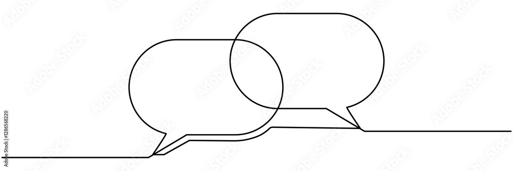 Poster speech bubbles continuous one line drawing. chat linear symbol. dialogue sign. vector illustration i