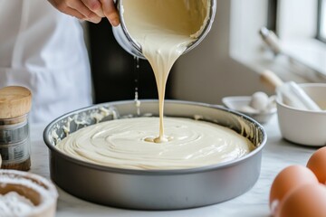 Homemade Cake Baking Process Kitchen Cooking Tutorial Indoor Close-up Dessert Preparation Techniques